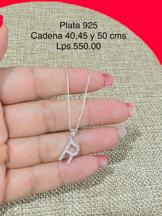 Cadena de letra Plata 925