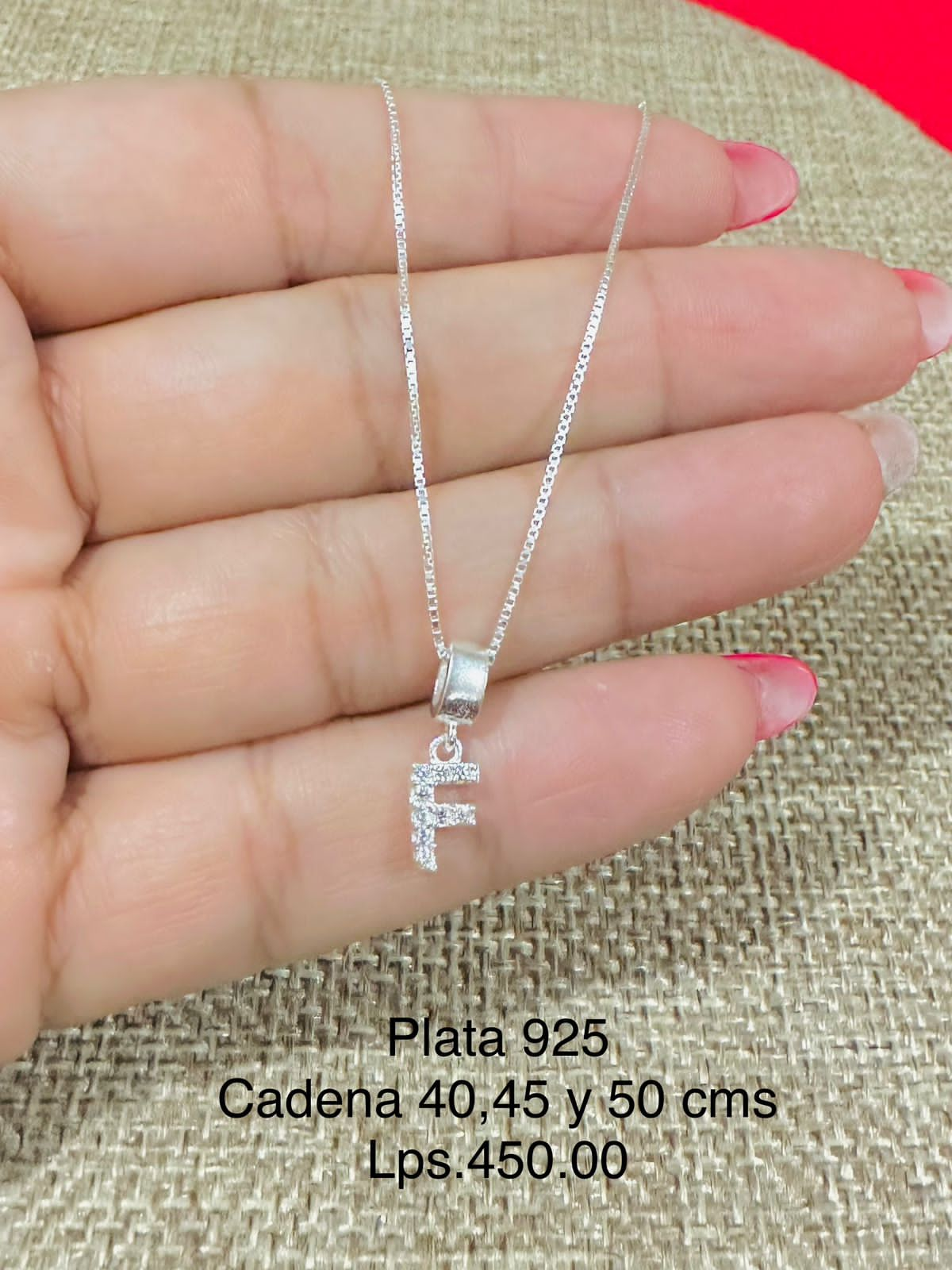 Cadena de letra Plata 925