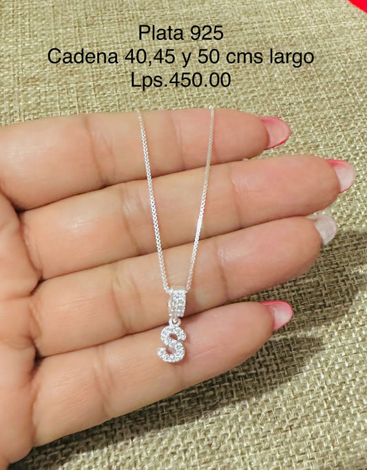 Cadena de letra Plata 925